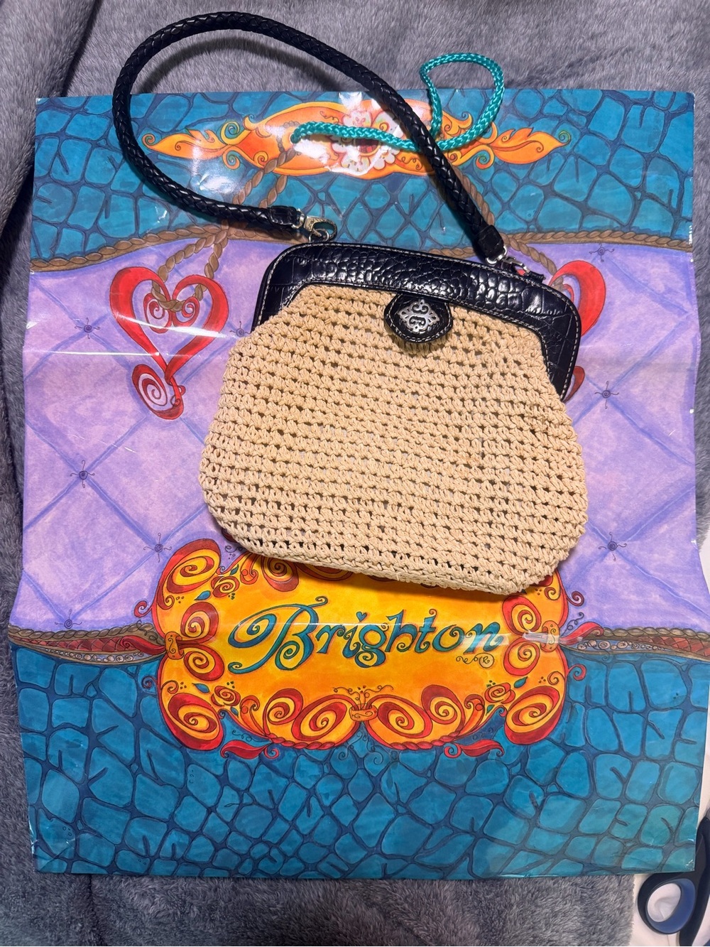 Brighton Crochet Purse with detachable leather strap and Brighton Shopping Sack
